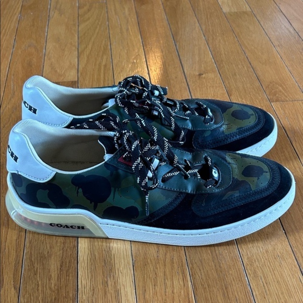 Coach Citysole Wildbeast Sneaker Green White Camouflage Print Men's Sz 11.5 D
